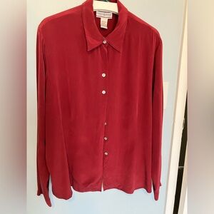 August Max Rich Red Silk Blouse